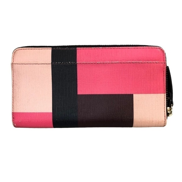 Kate Spade Pink Colorblock Zip Leather Wallet - Picture 2 of 3